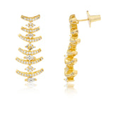 Gold Dangler Earrings for Women Sparkling Elegance American Diamond Tiered Arc Danglers for Cocktail and Celebration Looks