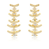 Gold Dangler Earrings for Women Sparkling Elegance American Diamond Tiered Arc Danglers for Cocktail and Celebration Looks
