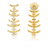 Gold Dangler Earrings for Women Sparkling Elegance American Diamond Tiered Arc Danglers for Cocktail and Celebration Looks