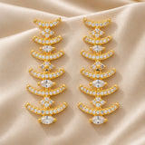 Gold Dangler Earrings for Women Sparkling Elegance American Diamond Tiered Arc Danglers for Cocktail and Celebration Looks