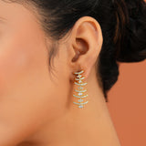 Gold Dangler Earrings for Women Sparkling Elegance American Diamond Tiered Arc Danglers for Cocktail and Celebration Looks
