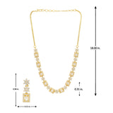 Cocktail Designer Emerald Colour Jewellery Set for Women Sparkling Elegance Framed Rectangle Blossom Link Gold Finish Short Collar Necklace with Drop Earrings