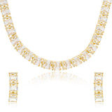 Designer Rectangle Cut American Diamond Necklace Set for Women Sparkling Elegance Single Line Stone Row Gold Finish Short Collar with Drop Earrings