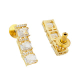 Designer Rectangle Cut American Diamond Necklace Set for Women Sparkling Elegance Single Line Stone Row Gold Finish Short Collar with Drop Earrings