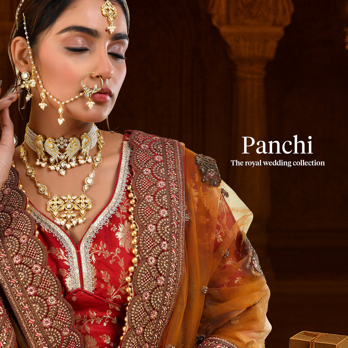 Set De Bijoux Indien Mariage - Plaqué Or Avec Cristal Et Perles - Style Bollywood