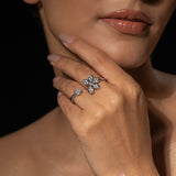 Halo Essence Floral Front Open Ring
