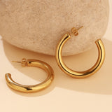 Korean Bling Golden Curve Hoops Earrings