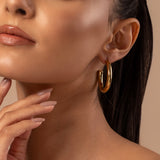 Korean Bling Golden Curve Hoops Earrings