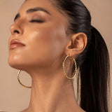 Korean Bling Golden Wave Hoops Earrings