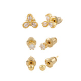 Korean Bling Everyday Glam Trio Earrings Combo