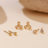 Korean Bling Everyday Glam Trio Earrings Combo