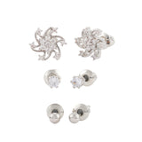 Korean Bling Silver Spark Trio Earrings Combo
