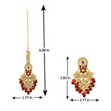 Kundan Opulance Red Pearl-Beaded Yellow Gold-Plated Chand Bali Set