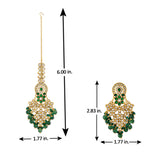 Kundan Opulance Green Pearl-Beaded Yellow Gold-Plated Chand Bali Set