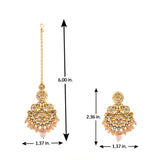 Pearl Elegance Light Pink CZ Yellow Gold-Plated Dangler & Maangtika Set