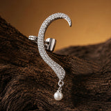 Korean Bling  Silver Pearl Curve Ear Cuff Earring