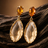 Korean Bling Amber Glow Teardrop Earrings