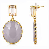 Korean Bling Smoke Quartz Disc Dangler Earrings