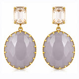 Korean Bling Smoke Quartz Disc Dangler Earrings