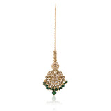 Kundan Opulance Green CZ-Pearl Yellow Gold-Plated Short Necklace Set