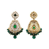 Kundan Opulance Green CZ-Pearl Beaded Yellow Gold-Plated Choker Set
