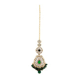 Kundan Opulance Green CZ-Pearl Beaded Yellow Gold-Plated Choker Set
