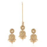 Kundan Opulance White Smoke CZ-Pearl Yellow Gold-Plated Dangler Set