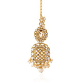 Kundan Opulance White Smoke CZ-Pearl Yellow Gold-Plated Dangler Set