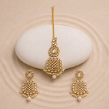 Kundan Opulance White Smoke CZ-Pearl Yellow Gold-Plated Dangler Set