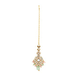 Kundan Opulance Light Pink Pearl-Beaded Circle Motif Yellow Gold-Plated Necklace Set