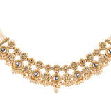 Kundan Opulance White Smoke Pearl-Beaded Yellow Gold-Plated Short Necklace Set