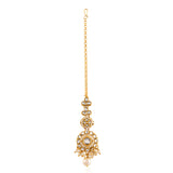 Kundan Opulance White Smoke Pearl-Beaded Yellow Gold-Plated Short Necklace Set