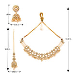 Kundan Opulance White Smoke Pearl-Beaded Yellow Gold-Plated Short Necklace Set