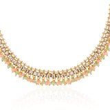 Kundan Opulance Light Pink Multi Pearl-Beaded Yellow Gold-Plated Short Necklace Set