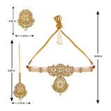 Kundan Opulance Light Green CZ-Pearl Beaded Yellow Gold-Plated Choker Set