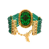 Kundan Opulance Green CZ-Pearl Beaded Yellow Gold-Plated Bracelet