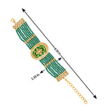 Kundan Opulance Green CZ-Pearl Beaded Yellow Gold-Plated Bracelet