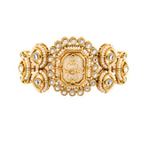 Kundan Opulance WhiteSmoke Pearl Beaded Yellow Gold-Plated Bracelet