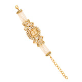 Kundan Opulance WhiteSmoke Pearl Beaded Yellow Gold-Plated Bracelet