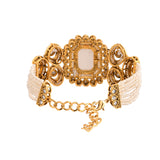 Kundan Opulance WhiteSmoke Pearl Beaded Yellow Gold-Plated Bracelet