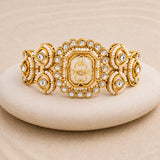 Kundan Opulance WhiteSmoke Pearl Beaded Yellow Gold-Plated Bracelet