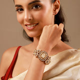 Kundan Opulance WhiteSmoke Pearl Beaded Yellow Gold-Plated Bracelet
