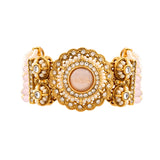 Kundan Opulance WhiteSmoke CZ-Pearl Beaded Yellow Gold-Plated Bracelet