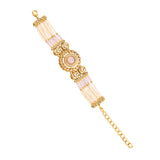 Kundan Opulance WhiteSmoke CZ-Pearl Beaded Yellow Gold-Plated Bracelet