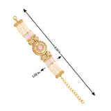Kundan Opulance WhiteSmoke CZ-Pearl Beaded Yellow Gold-Plated Bracelet