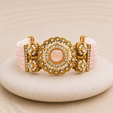 Kundan Opulance WhiteSmoke CZ-Pearl Beaded Yellow Gold-Plated Bracelet