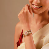 Kundan Opulance WhiteSmoke CZ-Pearl Beaded Yellow Gold-Plated Bracelet