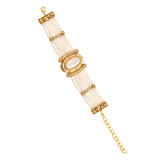 Kundan Opulance WhiteSmoke Oval CZ-Pearl Beaded Yellow Gold-Plated Bracelet