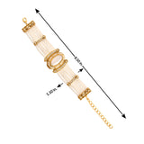 Kundan Opulance WhiteSmoke Oval CZ-Pearl Beaded Yellow Gold-Plated Bracelet
