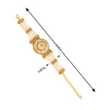 Kundan Opulance White Pearl Floral Yellow Gold-Plated Bracelet